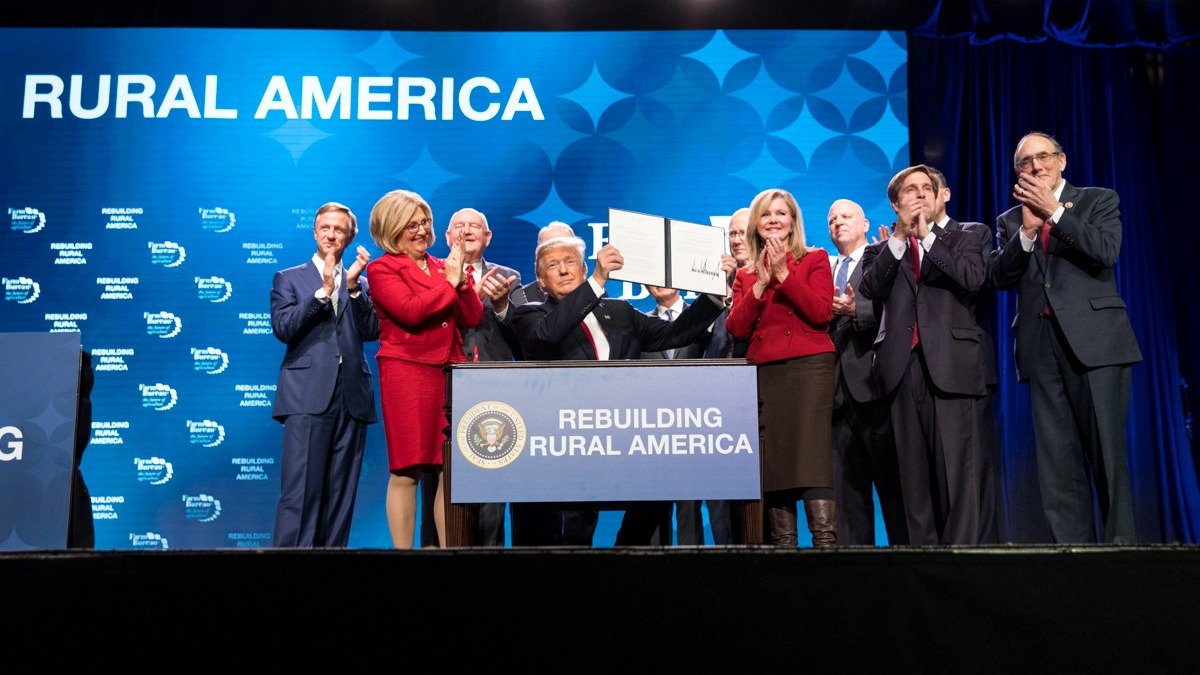 Donald Trump signing rural broadband EO