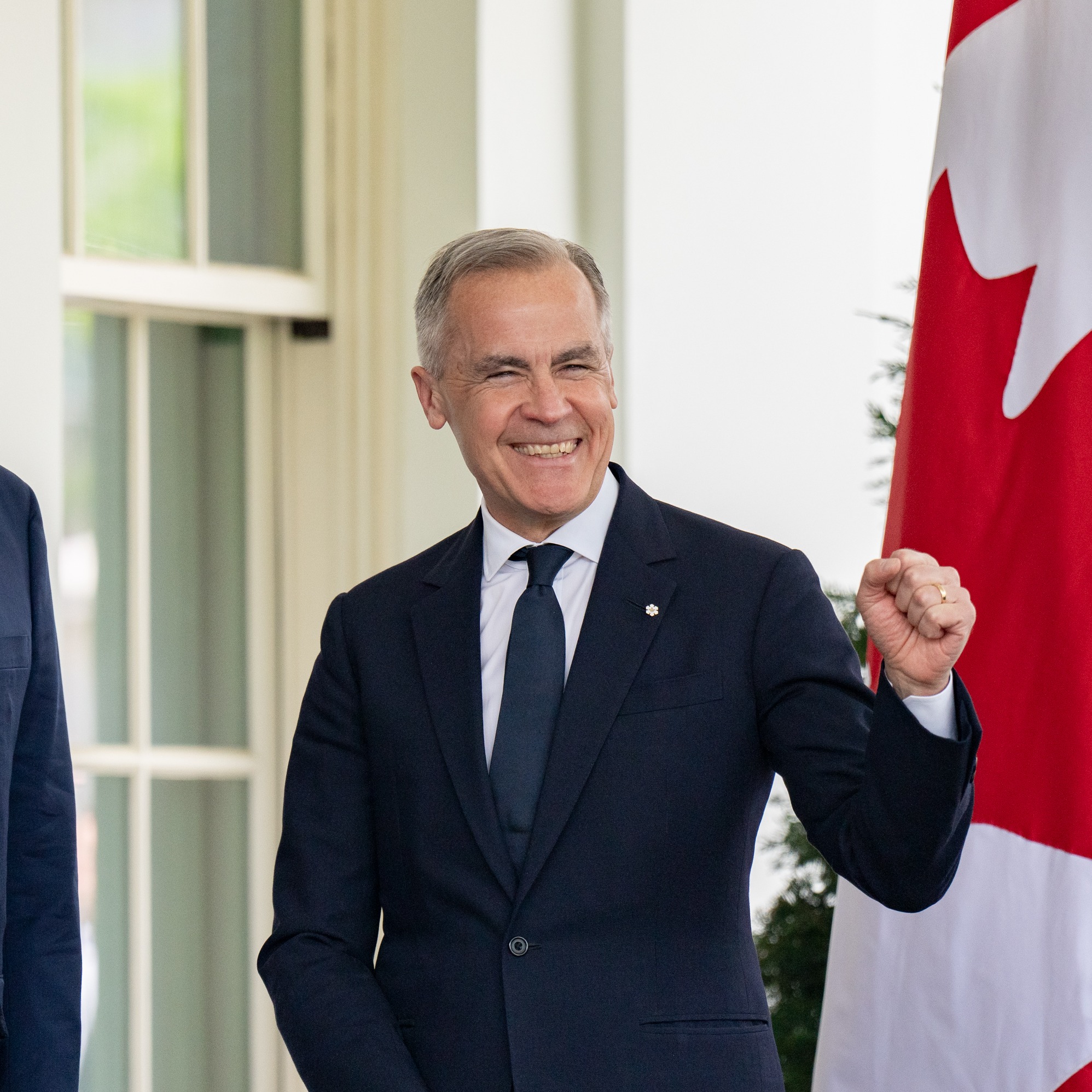 Donald Trump greets Prime Minister of Canada Mark Carney, Tuesday, May 6, 2025, at the West Wing entrance of the White House
