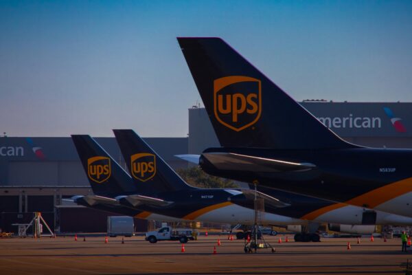 Ups planes parked at the airport.