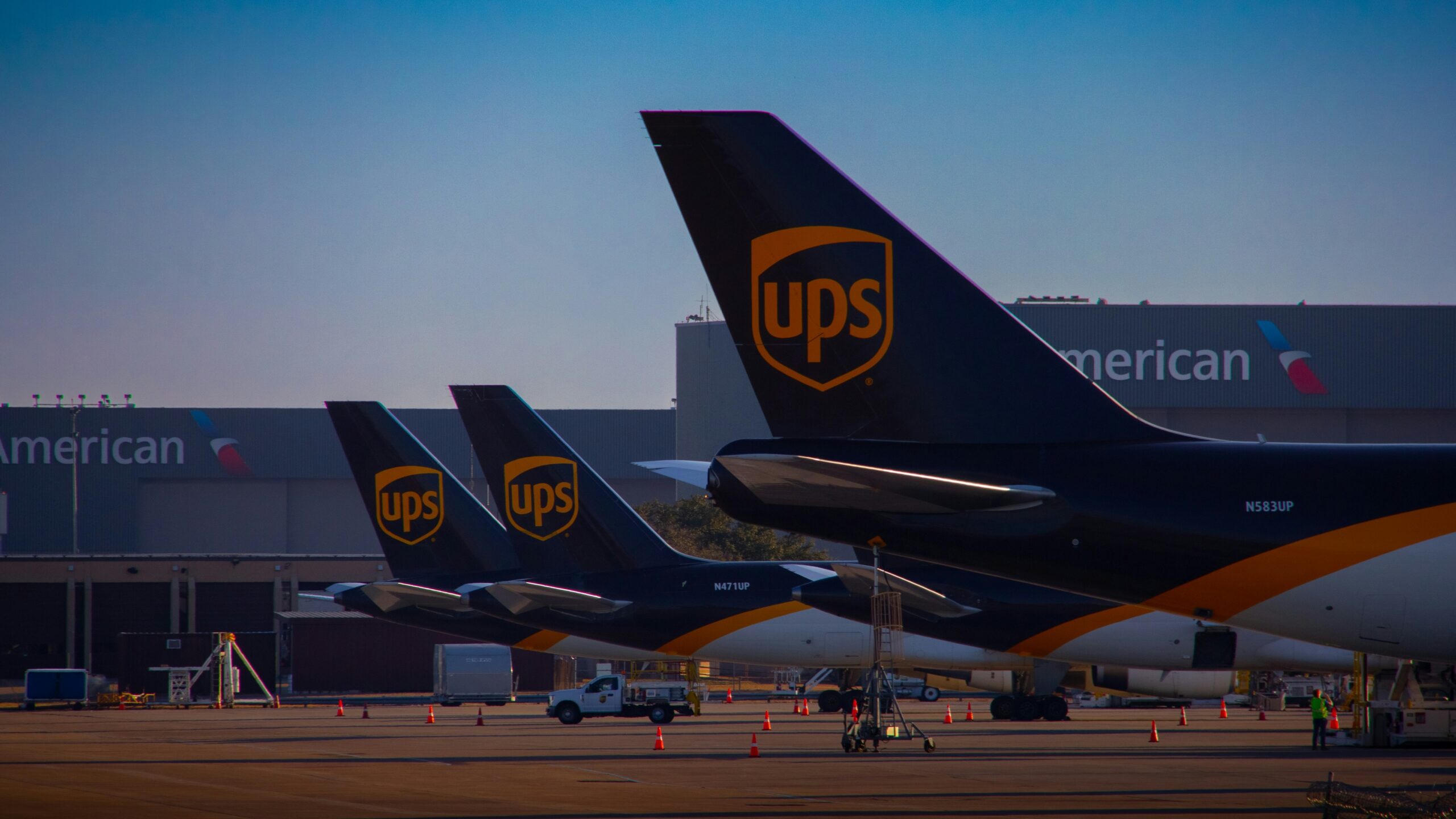 Ups planes parked at the airport.