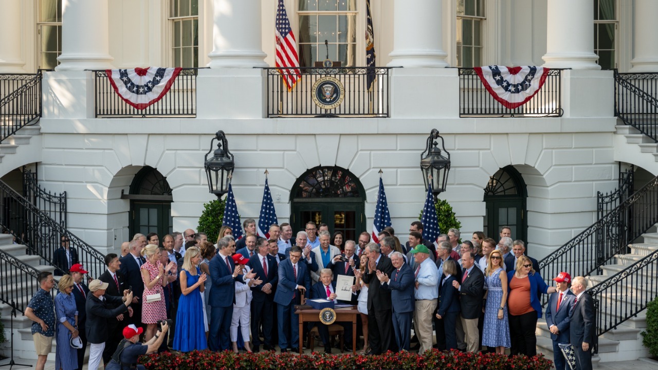 President Donald Trump signs the One Big Beautiful Bill Act on the South Lawn of the White House (54635042855)