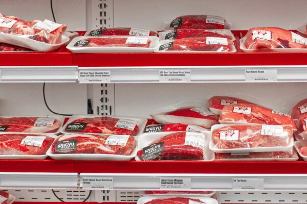 A display in a store filled with lots of meat