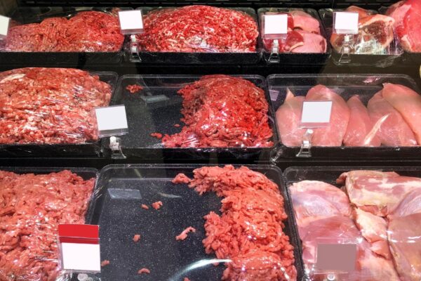 packet of meat at the supermarket
