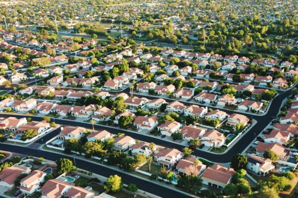 aerial view of house village