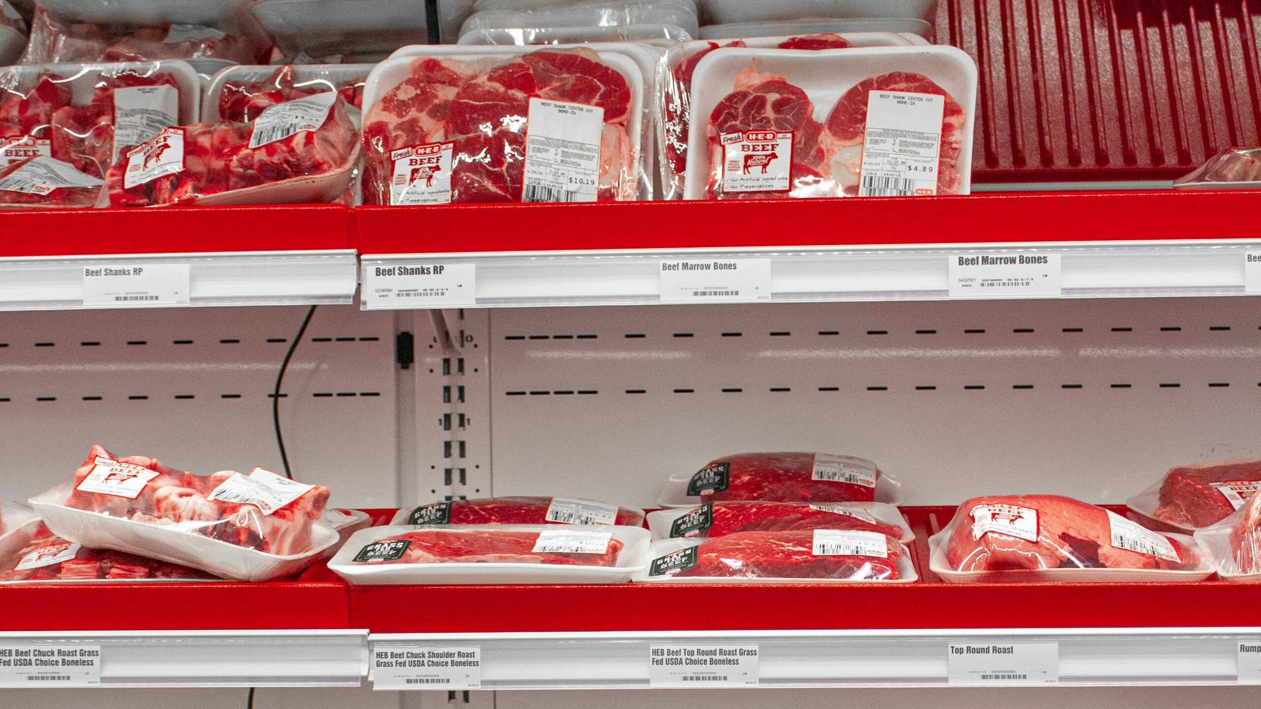 A display in a store filled with lots of meat