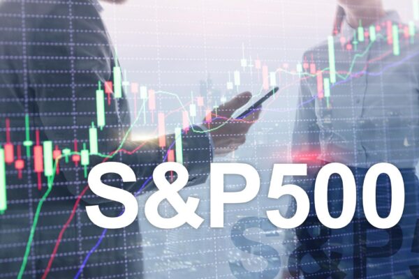 People silhouettes on American stock market index S P 500 SPX
