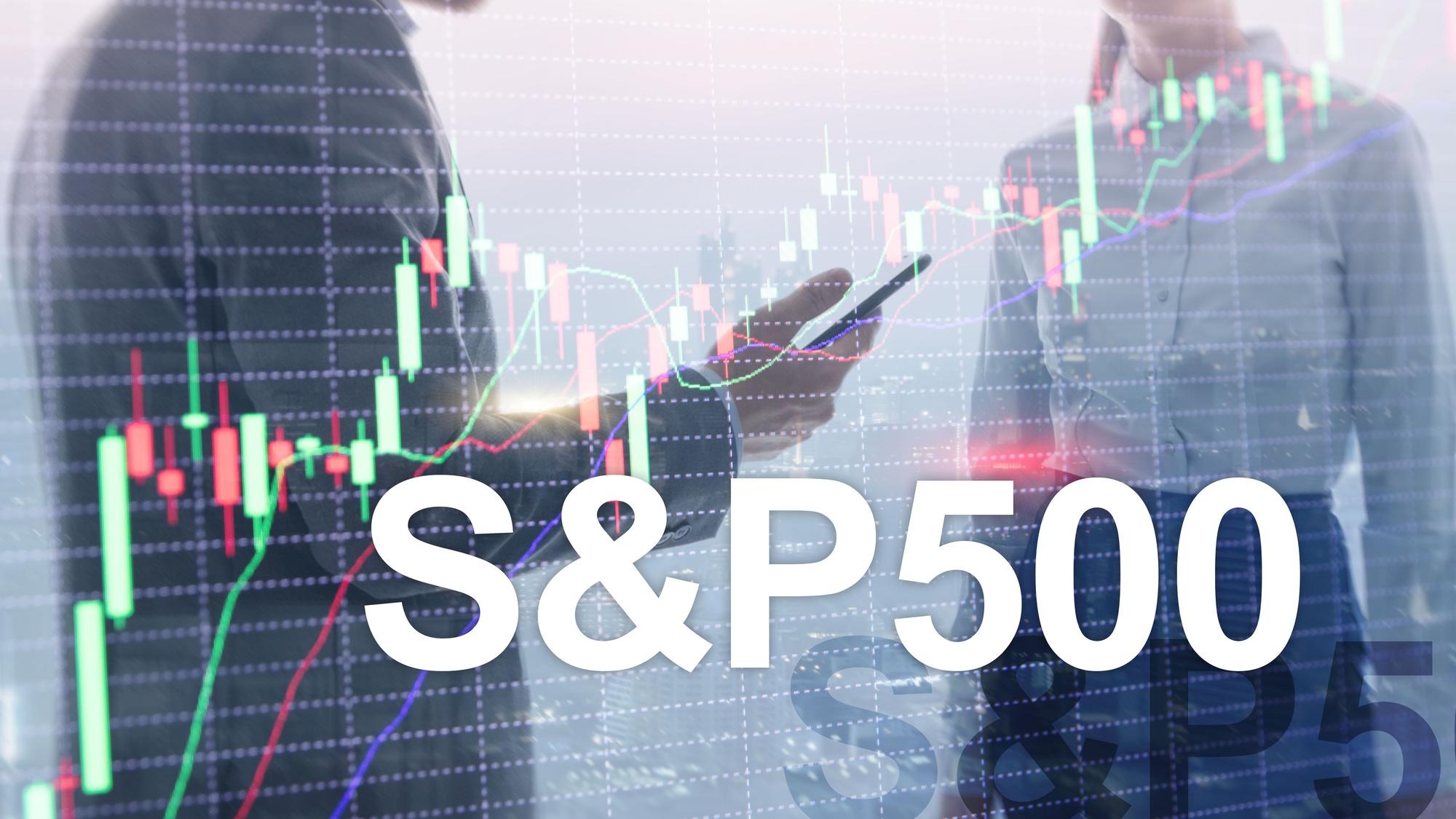 People silhouettes on American stock market index S P 500 SPX