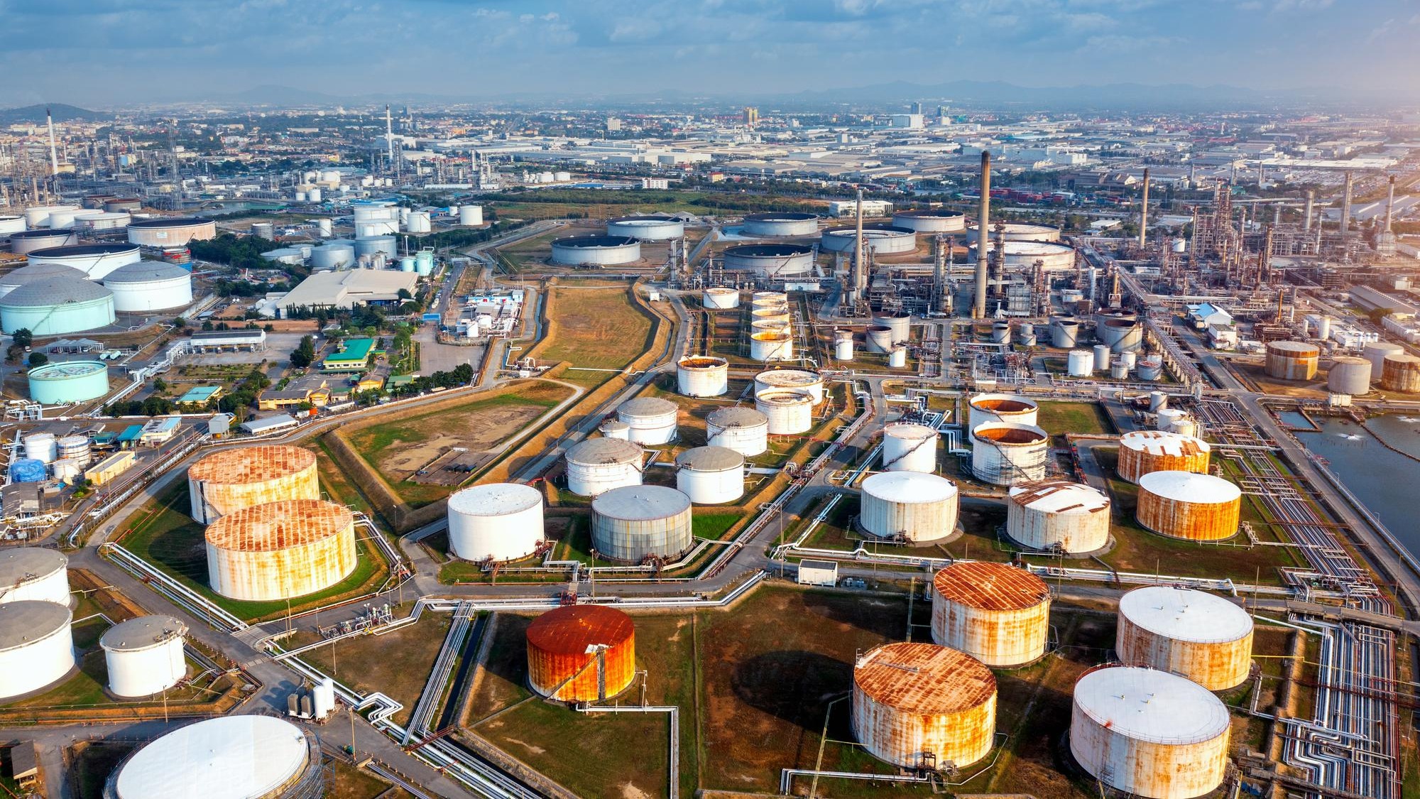Aerial view of gas and oil refinery Oil Industry