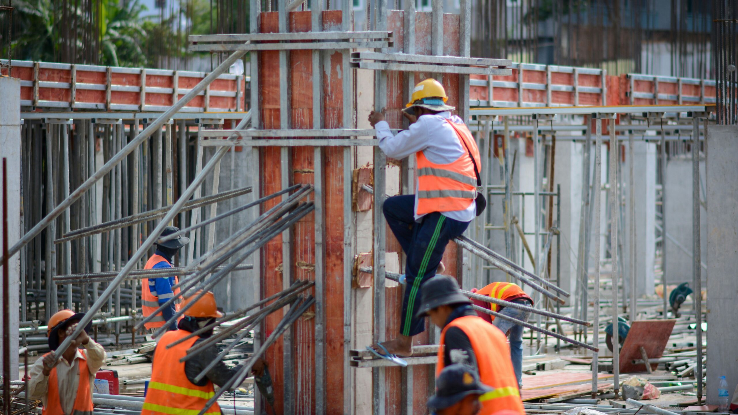 a group of workers in a construction site