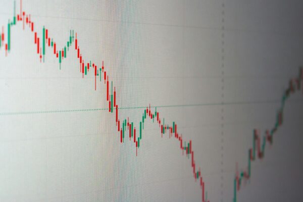 Stock market chart shows a downward trend.