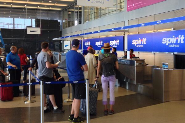 Spirit Airlines Check In, 10000 West O'Hare Ave, Chicago, IL 60666, USA - Jun 2014