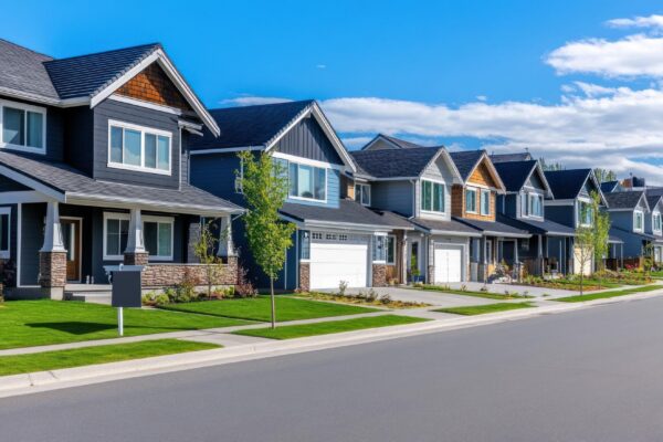 Suburban Homes Lined Up On Street