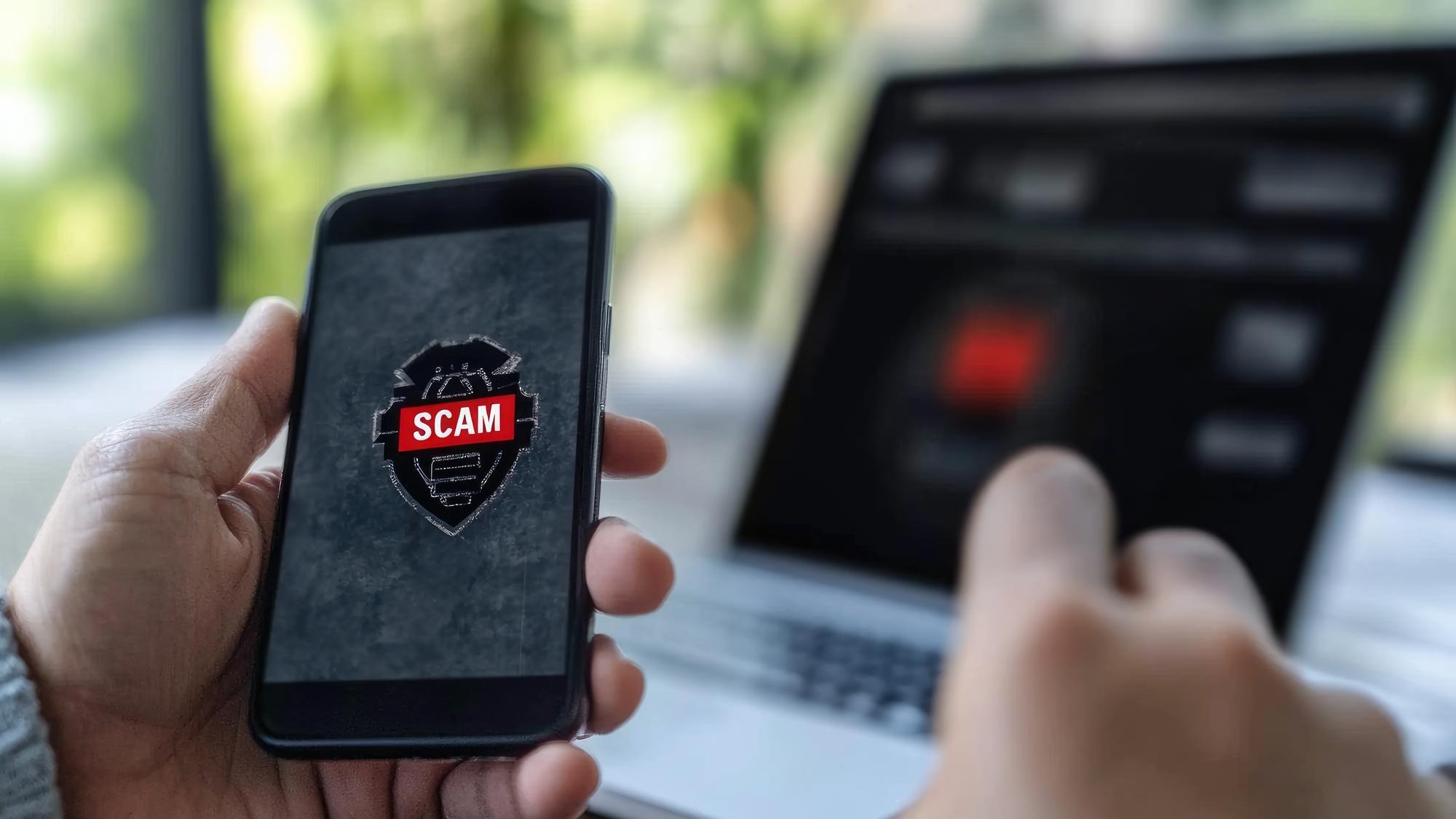 Digital risk alert text Scam as cautionary message cyber fraud phishing internet deception focusing on growing threats of online crime and need for security awareness technological protection