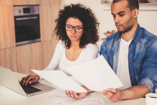 Family couple working from home