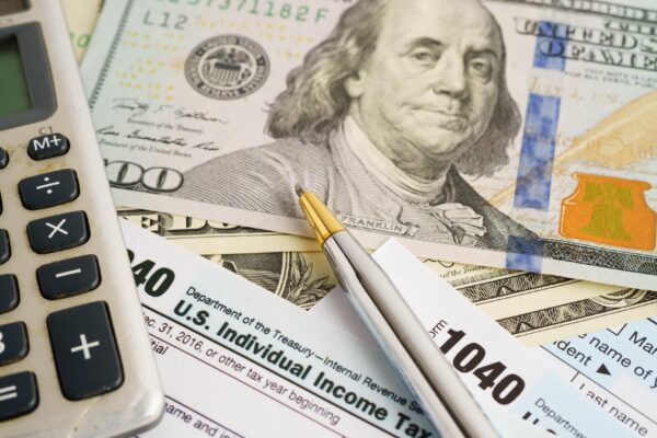 Tax form 1040 US Individual Income Tax Return business finance concept