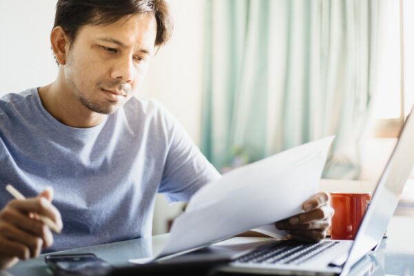 Man working on table