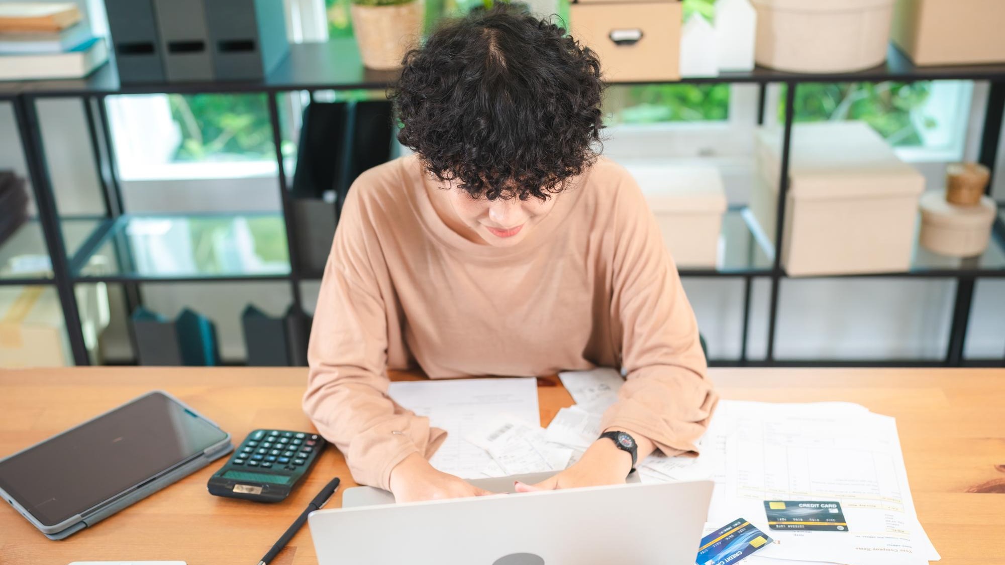 Modern Businesswoman Working from Home Young Female Entrepreneur Using Laptop for Freelance project