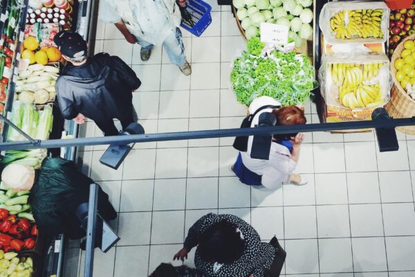 High angle view of vegetables for sale in market