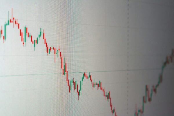 Stock market chart shows a downward trend.