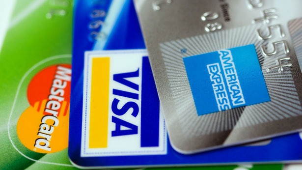 Three credit cards: Visa, Mastercard and American Express.