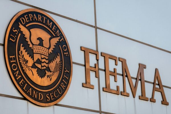 The fema logo is displayed on a building.