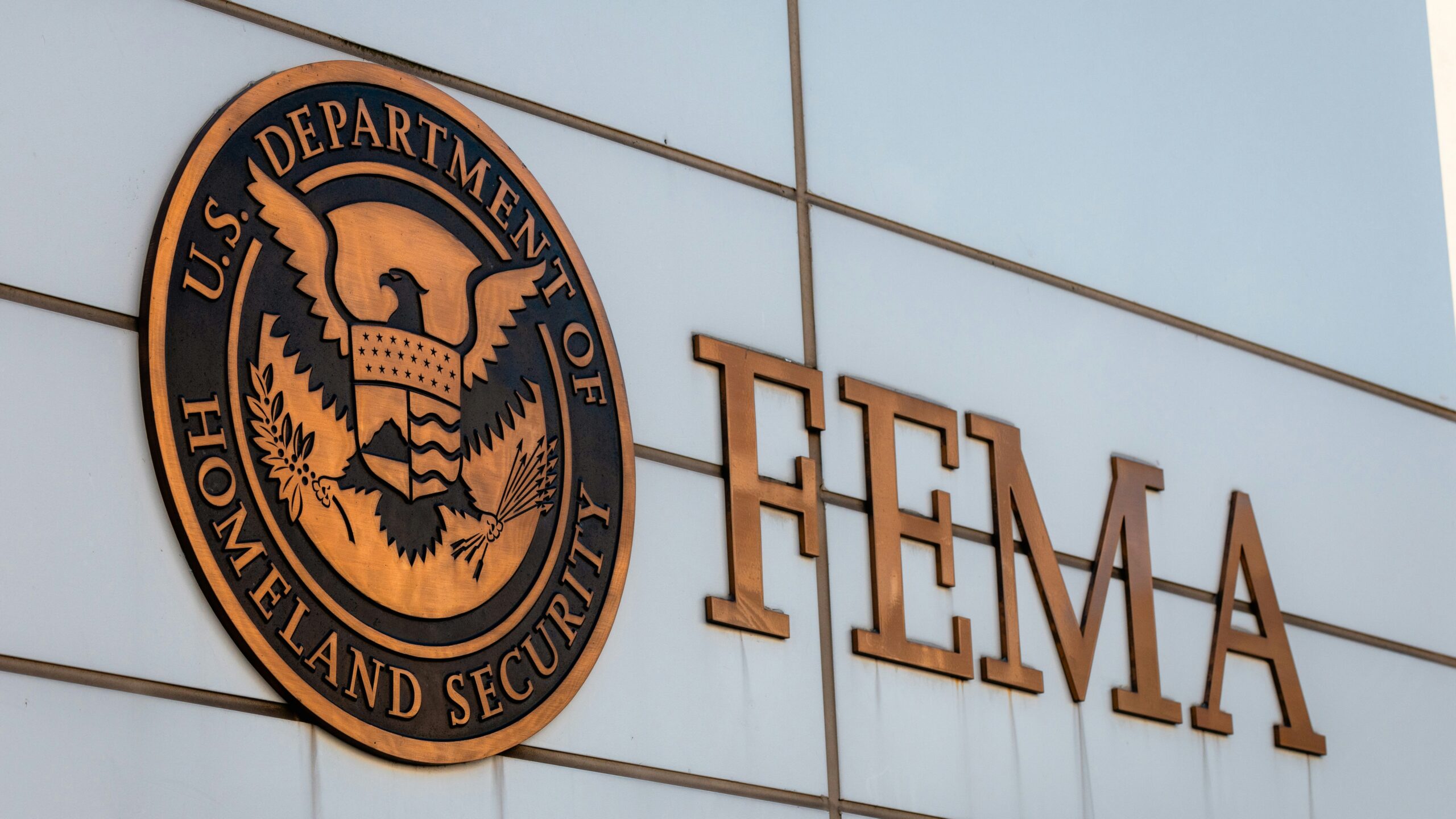 The fema logo is displayed on a building.
