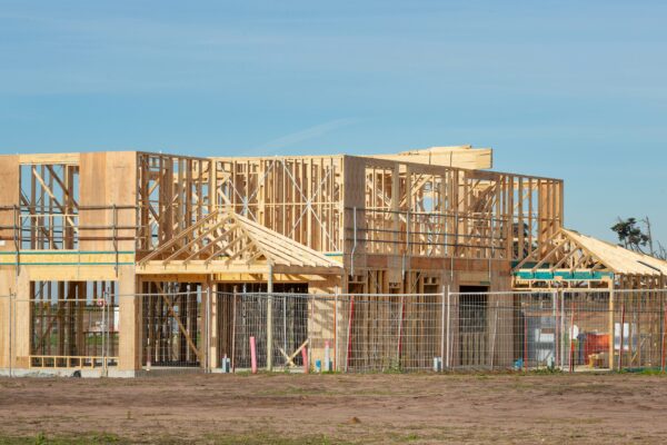 A house is under construction.
