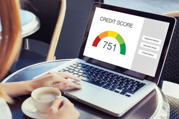 credit score concept on the screen of computer