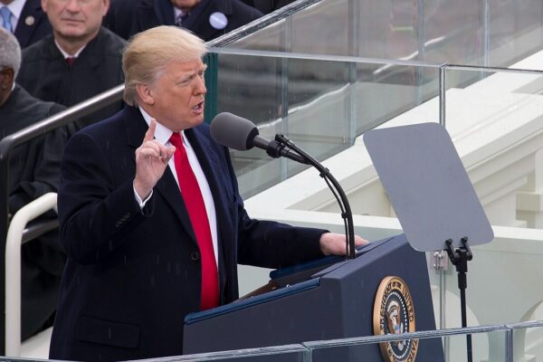 President Donald J. Trump delivers his presidential inaugural address during the 58th Presidential Inauguration at the U.S. Capitol Building, Washington, D.C., Jan. 20, 2017. More than 5,000 military members from across all branches of the armed forces of the United States, including Reserve and National Guard components, provided ceremonial support and Defense Support of Civil Authorities during the inaugural period. (DoD photo by U.S. Marine Corps Lance Cpl. Cristian L. Ricardo)