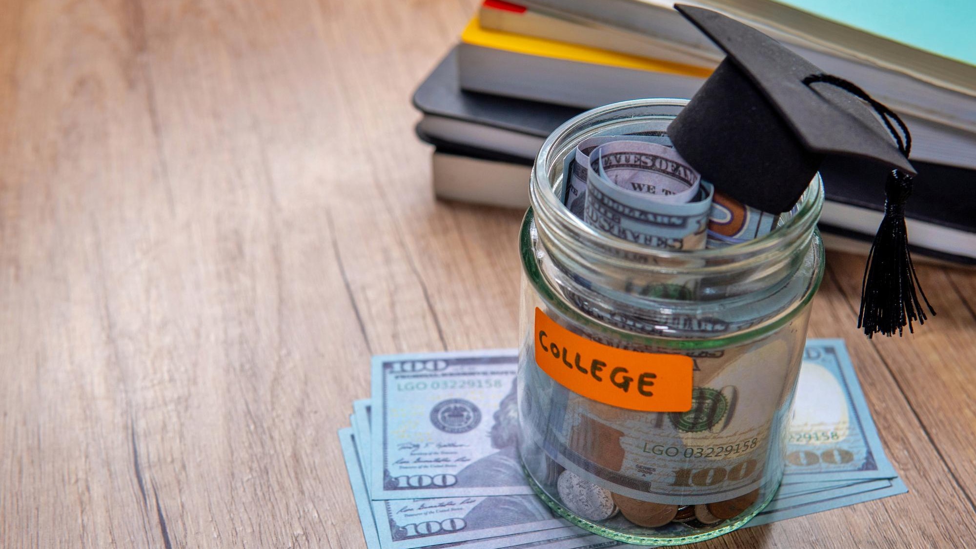 Financial planning saving money for college education concept