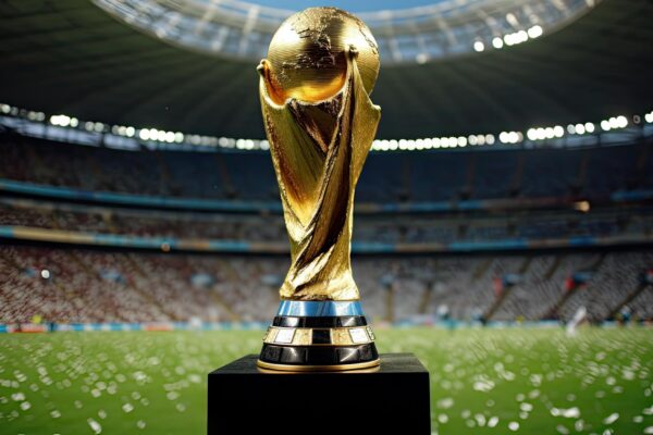 Berlin Germany The FIFA World Cup trophy is raised at the 2006 FIFA World Cup Final Italy v France