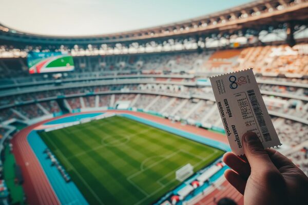 a person holding a ticket at stadium