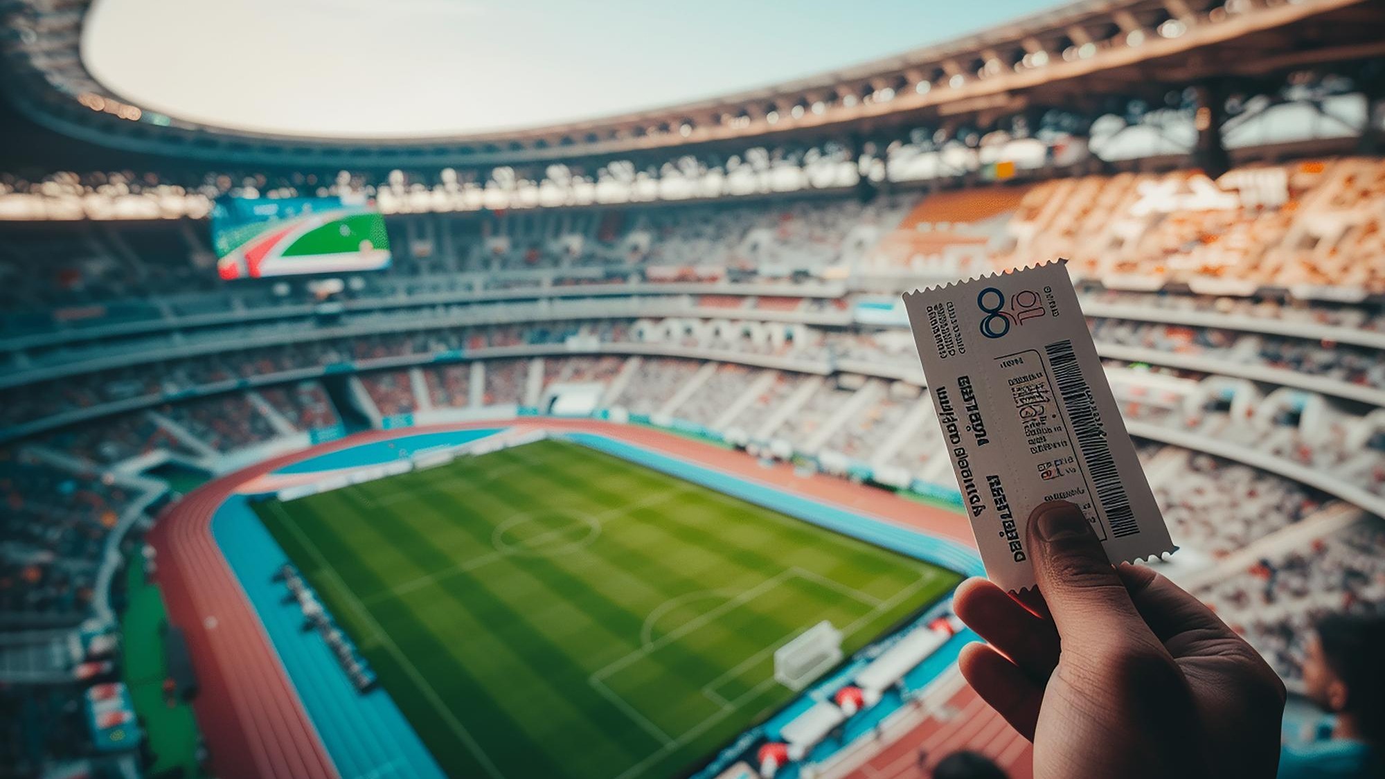 a person holding a ticket at stadium