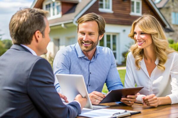 Real Estate Agent Meeting with Home Sellers to Discuss Pricing Strategy