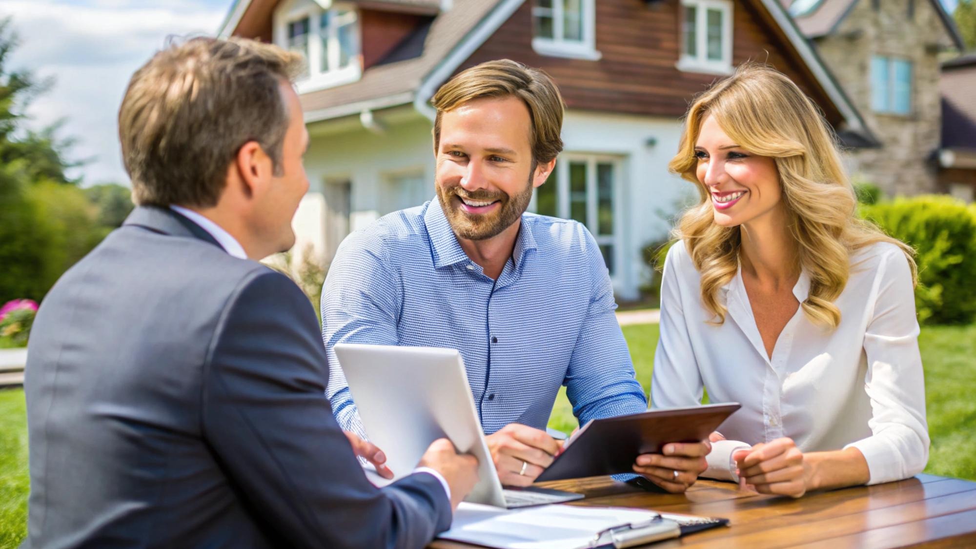 Real Estate Agent Meeting with Home Sellers to Discuss Pricing Strategy