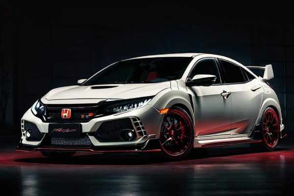 A Honda civic sports car with black smoky backgrounds
