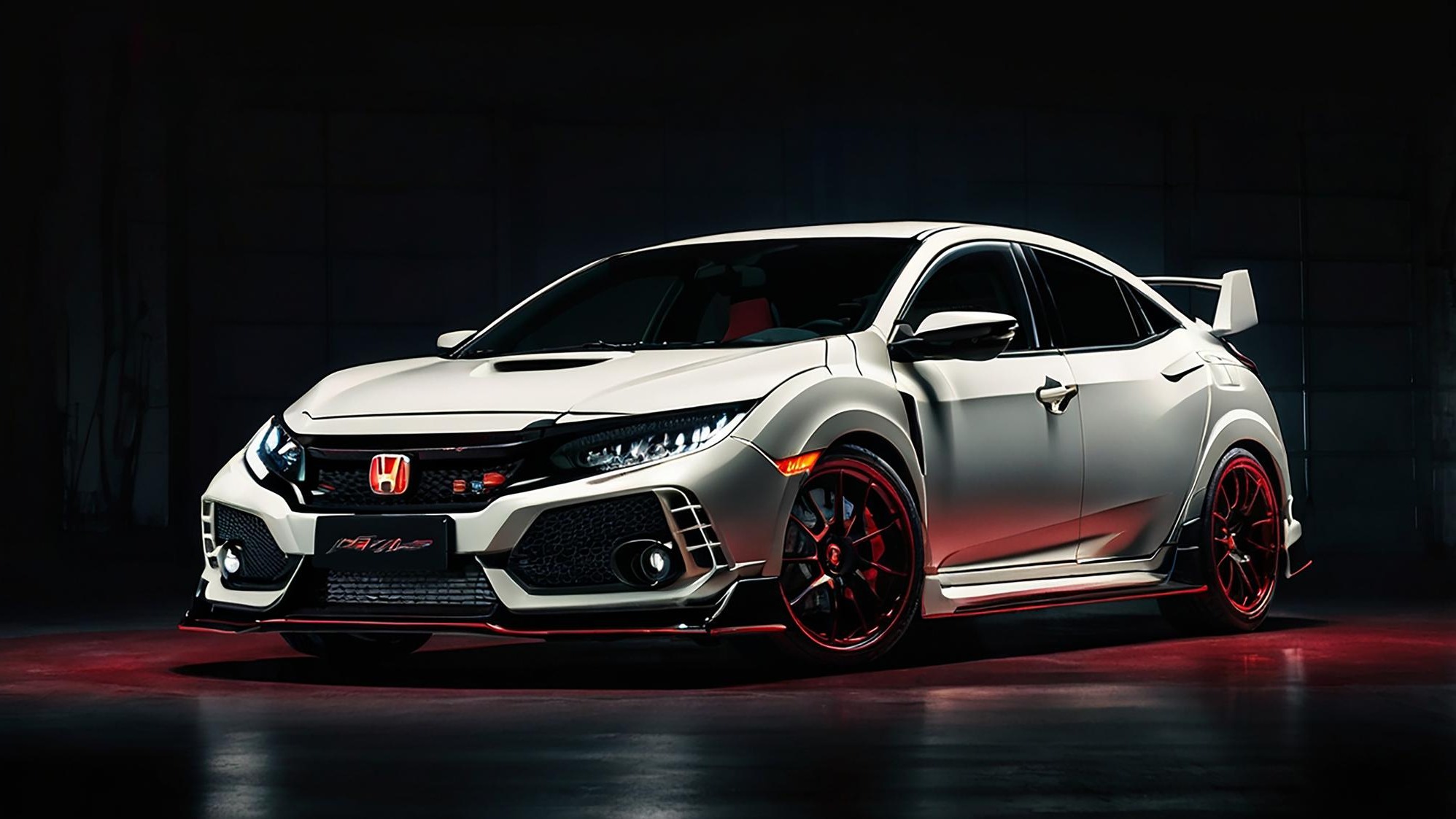 A Honda civic sports car with black smoky backgrounds