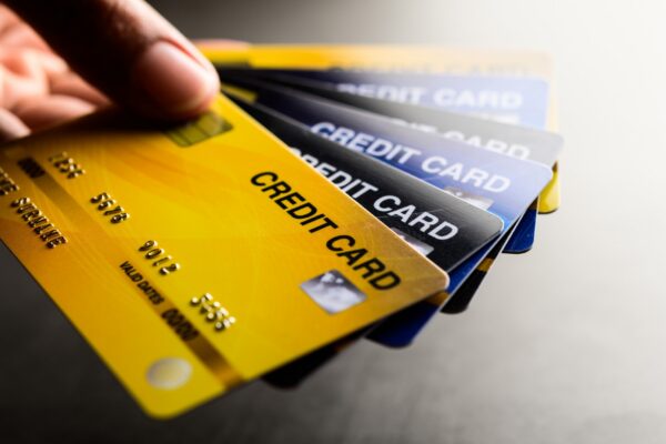 Close-up images of multiple credit card handsets