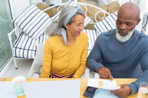 Couple calculating finances