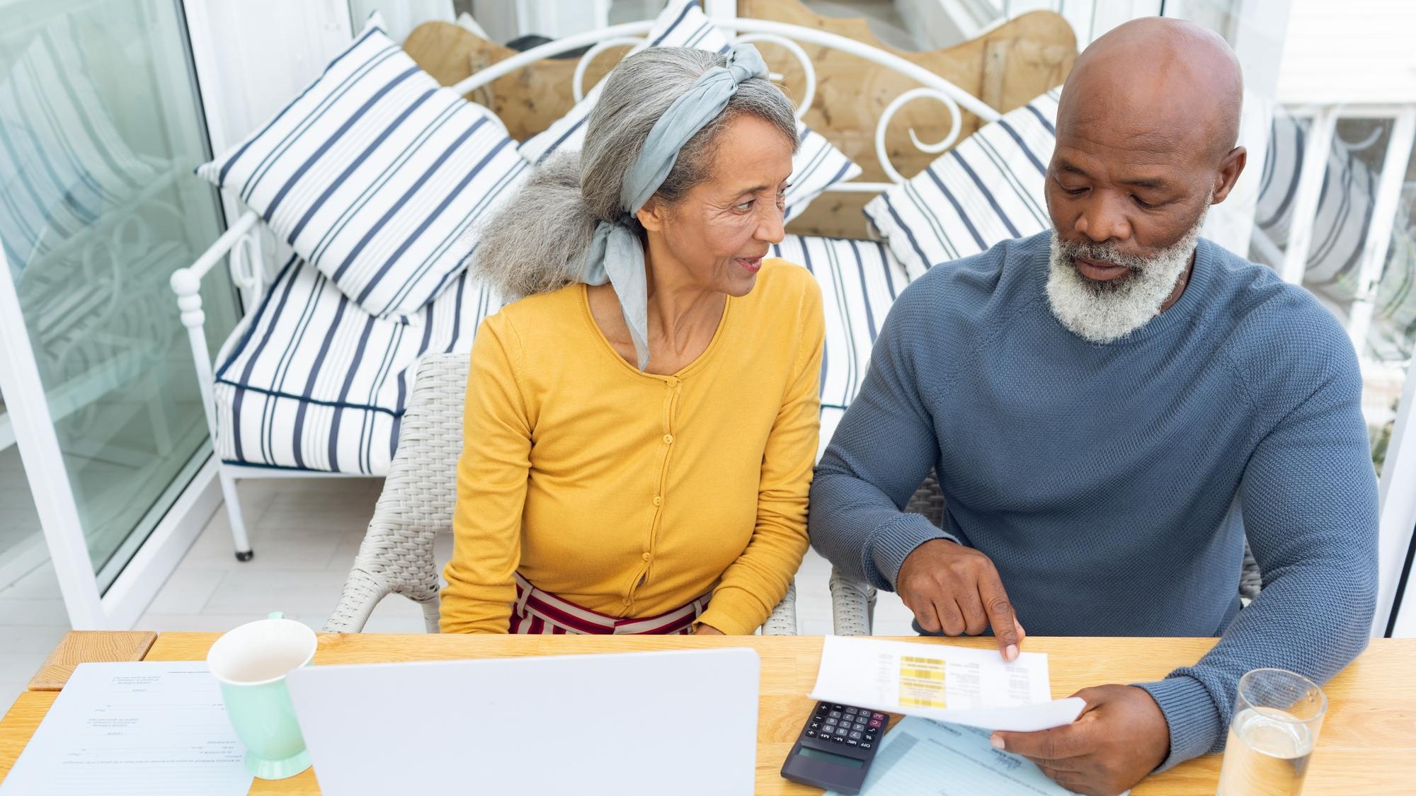 Couple calculating finances