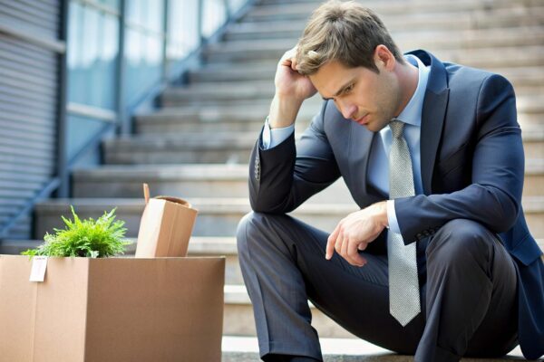 An unemployed person is very upset and looking for job