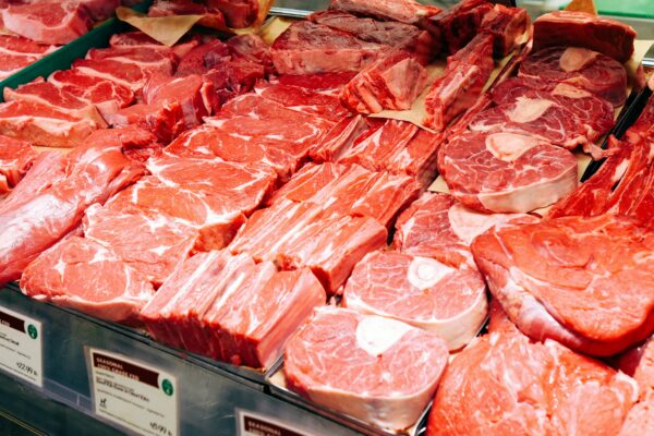 raw meat on display counter