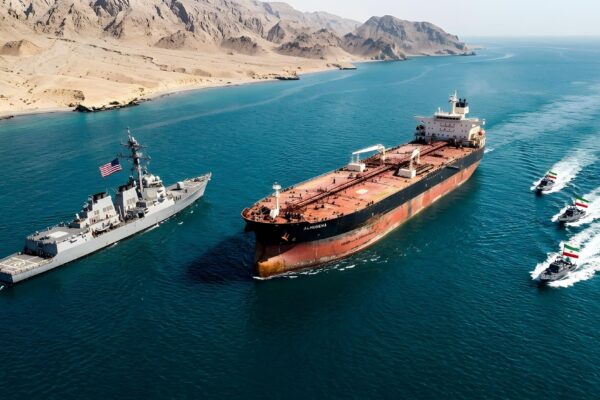 HighAngle View Of The Strait Of Hormuz A Cinematic Shot Of Shi