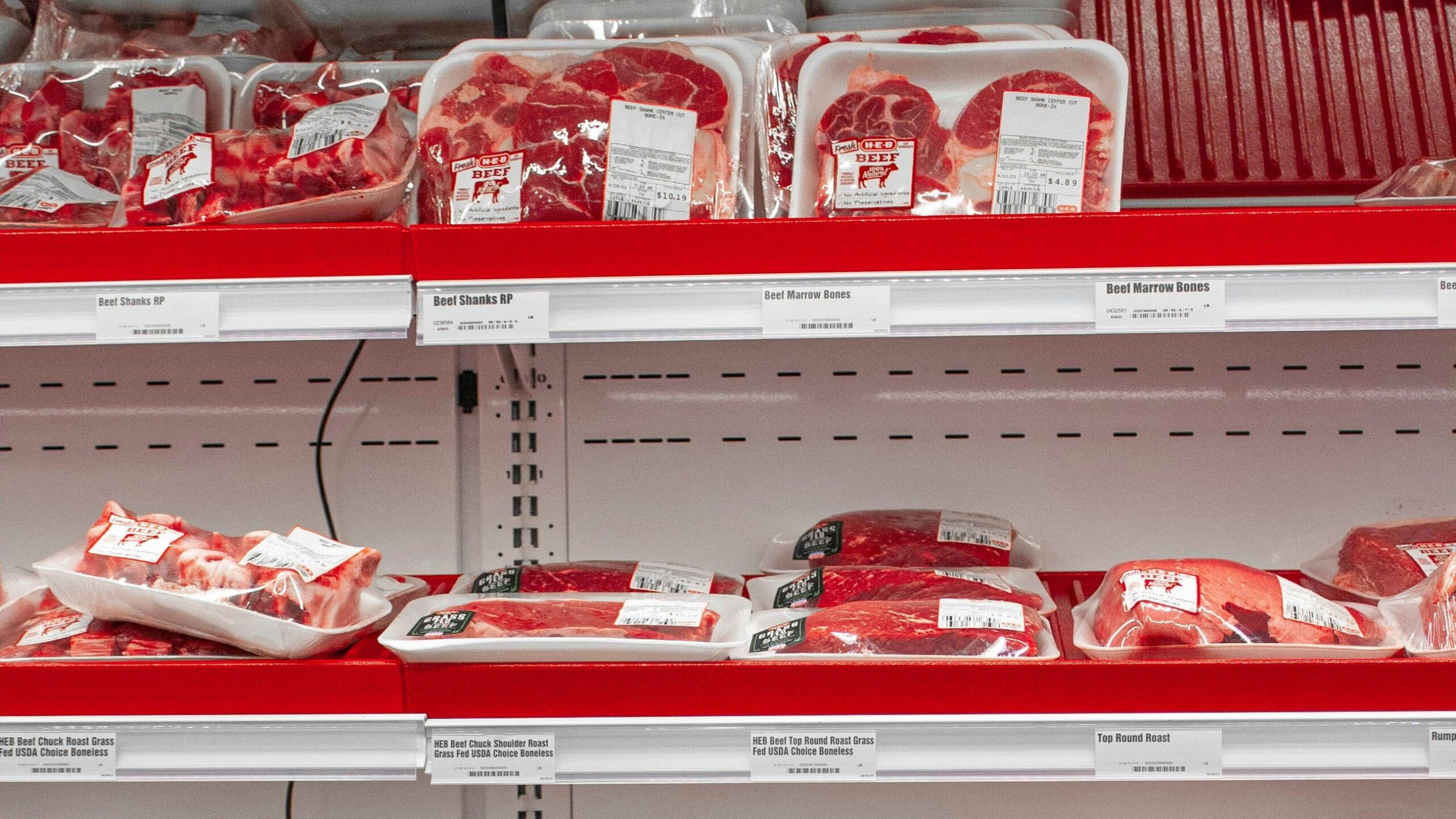 A display in a store filled with lots of meat