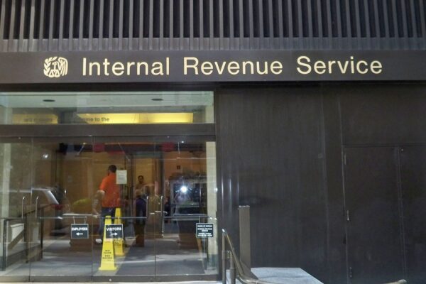 Exterior of the Internal Revenue Service office in midtown New York.