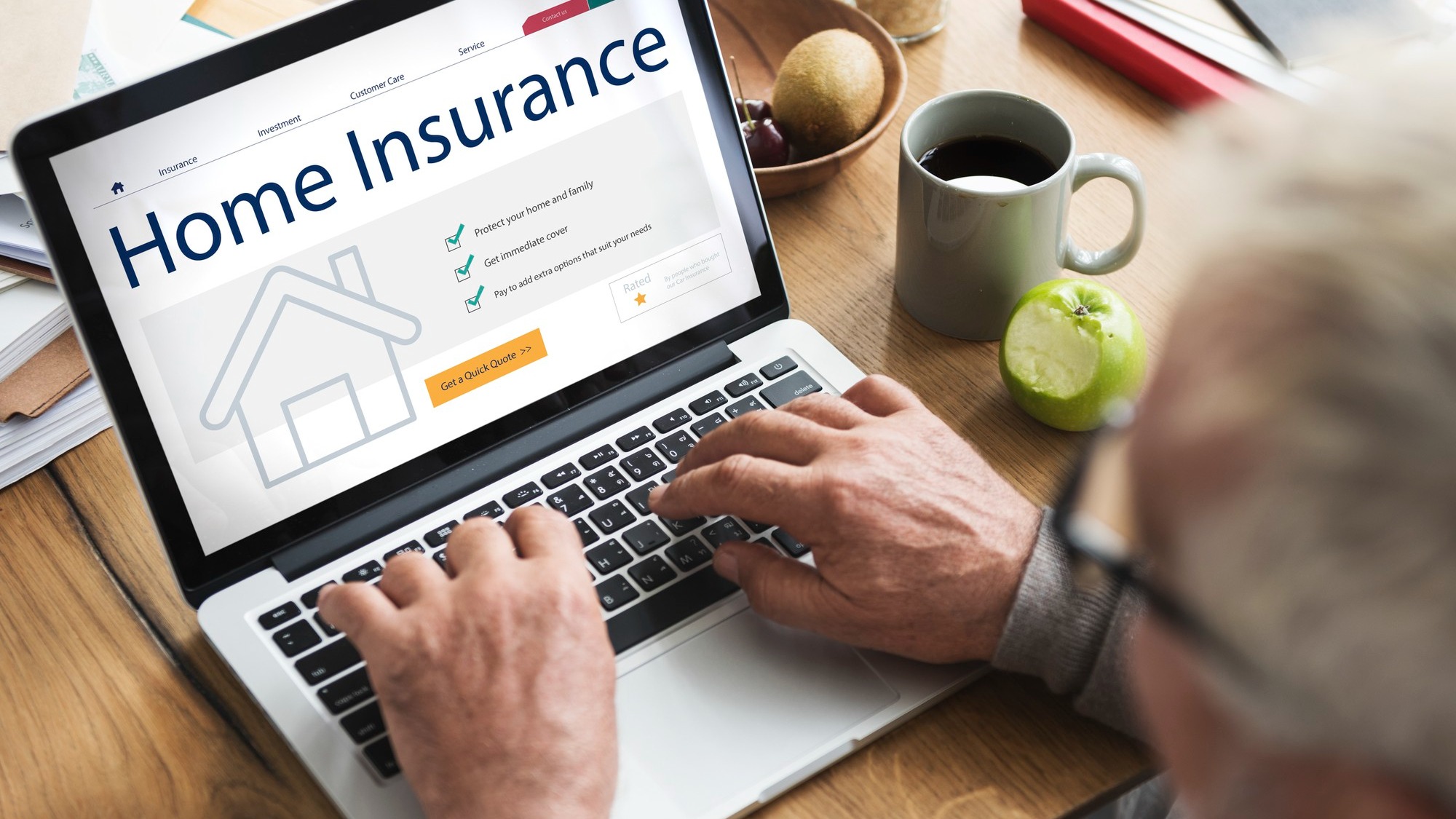 Home insurance concept on laptop
