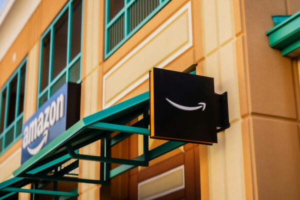 Amazon store entrance with signage