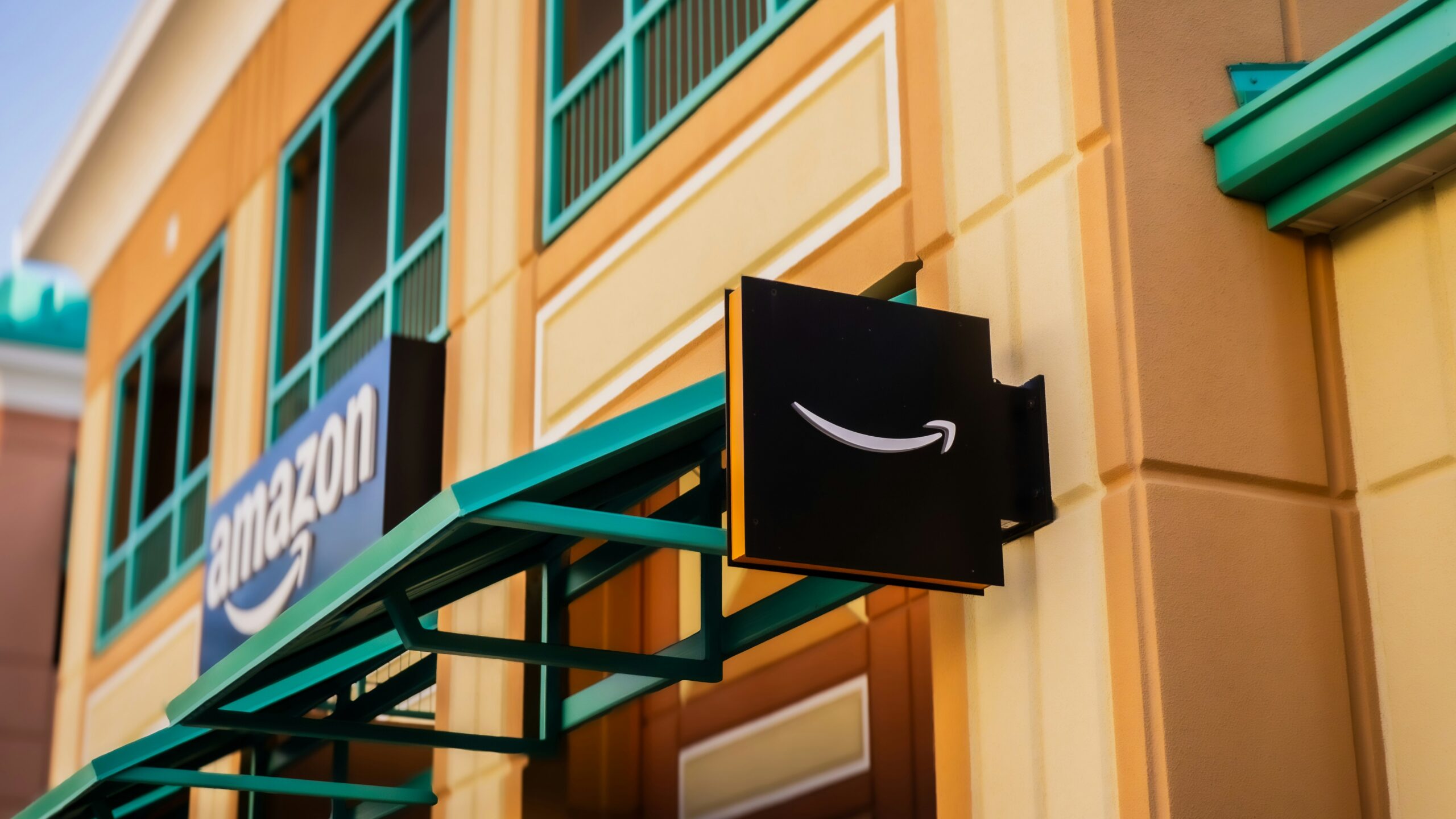 Amazon store entrance with signage