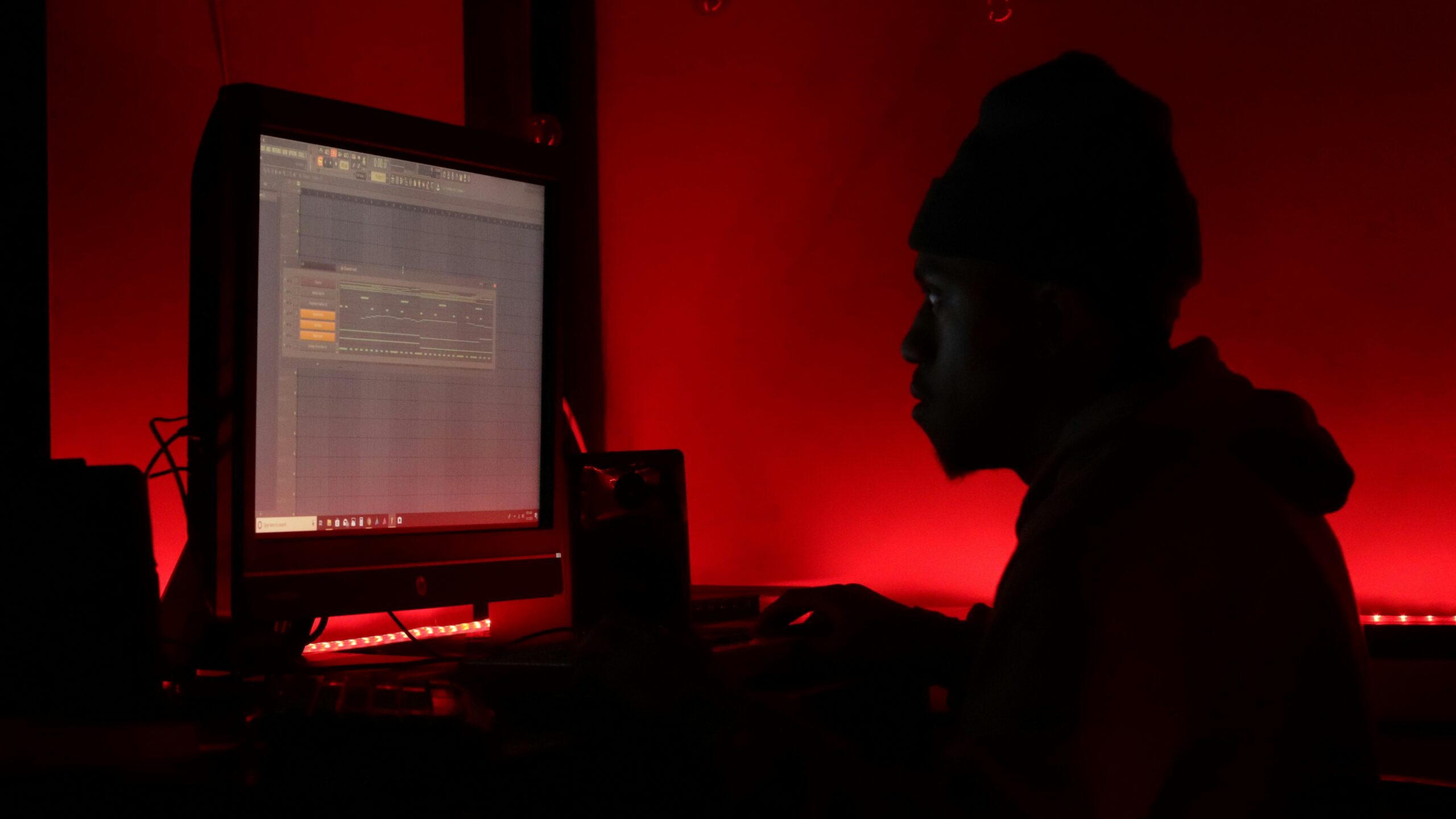 man in front of monitor