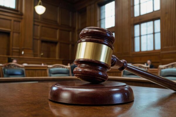 Symbol of justice and law Judges gavel on a table in the courtroom
